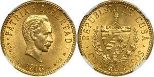 4 Peso  Gold Jose Julian Marti Perez (1853 - 1895) 