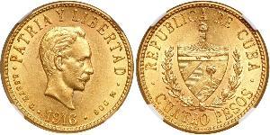 4 Peso  Gold Jose Julian Marti Perez (1853 - 1895) 