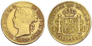 4 Peso Philippines Or Isabella II of Spain (1830- 1904)