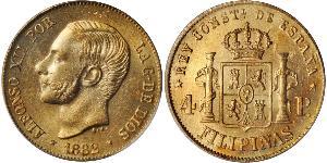 4 Peso Philippines Or Alfonso XII of Spain (1857 -1885)