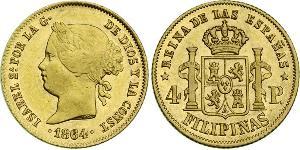 4 Peso Philippines Or Isabella II of Spain (1830- 1904)