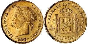 4 Peso Filippine Oro Isabella II of Spain (1830- 1904)
