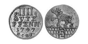 4 Pfennig Anhalt-Bernburg (1603 - 1863) Biglione Argento Vittorio Federico di Anhalt-Bernburg(1700 – 1765)