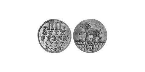 4 Pfennig Anhalt-Bernburg (1603 - 1863) Biglione Argento Vittorio Federico di Anhalt-Bernburg(1700 – 1765)