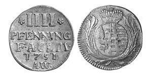 4 Pfennig Anhalt-Köthen (1603 -1853) Biglione Argento Augusto Luigi di Anhalt-Köthen(1697 – 1755)