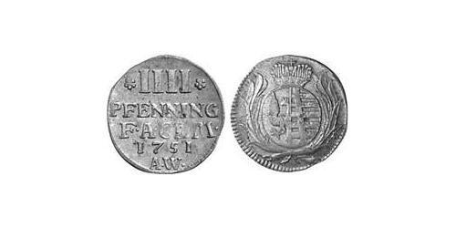 4 Pfennig Anhalt-Köthen (1603 -1853) Biglione Argento Augusto Luigi di Anhalt-Köthen(1697 – 1755)