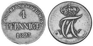 4 Pfennig Anhalt-Bernburg (1603 - 1863) Cobre Alexius Frederick Christian, Duke of Anhalt-Bernburg (1767 – 1834)