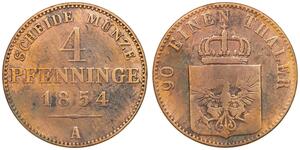 4 Pfennig Reino de Prusia (1701-1918) Cobre 