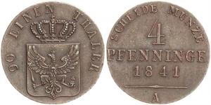 4 Pfennig Regno di Prussia (1701-1918) Rame 