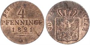 4 Pfennig Regno di Prussia (1701-1918) Rame 