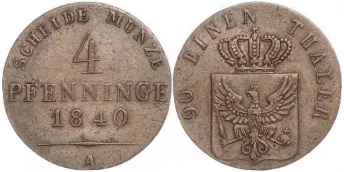 4 Pfennig Regno di Prussia (1701-1918) Rame 