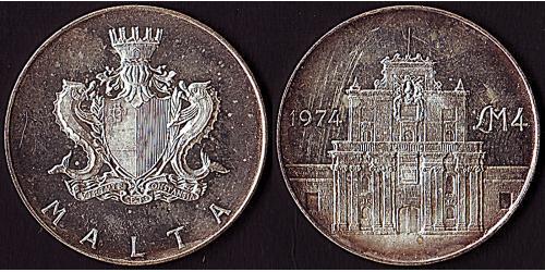 4 Pound Malta (1964 - ) Argento 
