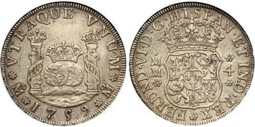 4 Real Spanish Mexico  / Kingdom of New Spain (1519 - 1821) Silver Ferdinand VI of Spain (1713-1759)