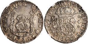4 Real 新西班牙總督轄區 (1535 - 1821) 銀 Philip V of Spain(1683-1746)