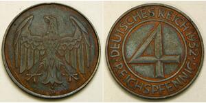 4 Reichpfennig República de Weimar (1918-1933) Bronce 