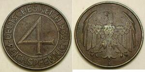 4 Reichpfennig République de Weimar (1918-1933) Bronze 