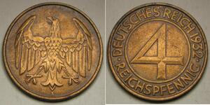 4 Reichpfennig Weimarer Republik (1918-1933) Bronze 