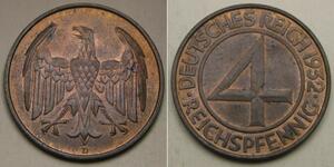 4 Reichpfennig Weimarer Republik (1918-1933) Bronze 