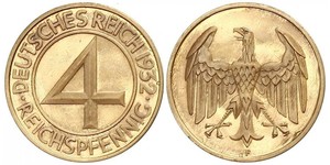 4 Reichpfennig Repubblica di Weimar (1918-1933) Bronzo 