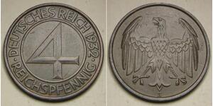 4 Reichpfennig 魏瑪共和國 (1919 - 1933) 青铜 