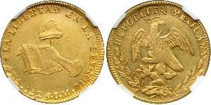 4 Ескудо Second Federal Republic of Mexico (1846 - 1863) Золото 