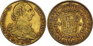 4 Ескудо Іспанська Імперія (1700 - 1808) Золото Карл III король Іспанії (1716 -1788)