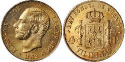 4 Peso Filipinas Oro Alfonso XII of Spain (1857 -1885)