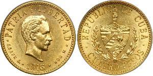 4 Песо  Золото Jose Julian Marti Perez (1853 - 1895) 