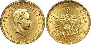 4 Песо  Золото Jose Julian Marti Perez (1853 - 1895) 