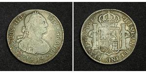 4 Реал Испанские Колонии Серебро Карл IV король Испании (1748-1819)