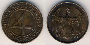 4 Рейхспфеніг Веймарська республіка (1918-1933) Бронза 