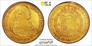 4 Эскудо Испанская империя (1700 - 1808) Золото Карл IV король Испании (1748-1819)
