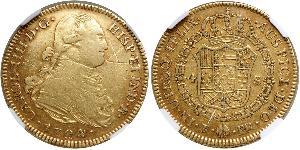4 Эскудо Испанская империя (1700 - 1808) Золото Карл IV король Испании (1748-1819)