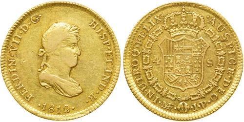 4 Эскудо Перу Золото Фердинанд VII король Испании (1784-1833)
