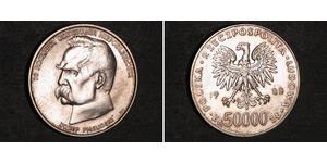 50000 Zloty Repubblica Popolare di Polonia (1952-1990) Argento Józef Piłsudski
