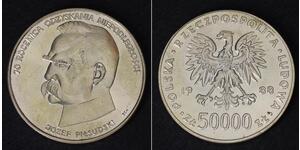 50000 Zloty Volksrepublik Polen (1952-1990) Silber Józef Piłsudski