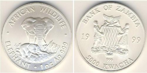 5000 Kwacha Zambia (1964 - ) Argento 