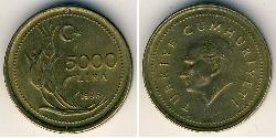 5000 Lira Turkey (1923 - ) Bronze 