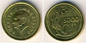 5000 Lira Turkey (1923 - ) Bronze 