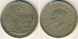 5000 Lira Turchia (1923 - ) Rame/Nichel 