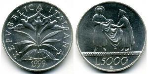 5000 Lira Italy Silver 