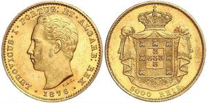 5000 Reis Royaume de Portugal (1139-1910) Or Louis Ier de Portugal (1838 - 1889)