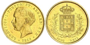 5000 Reis Regno del Portogallo (1139-1910) Oro Luigi del Portogallo (1838 - 1889)
