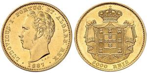 5000 Reis Reino de Portugal (1139-1910) Oro Luis I de Portugal (1838 - 1889)