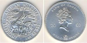 5000 Квача Замбія (1964 - ) Срібло Єлизавета II (1926-2022)