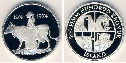 500 Krone Islanda Argento 