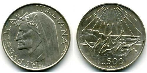 500 Lira Italie Argent Dante Alighieri