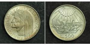500 Lira Italia Argento Dante Alighieri