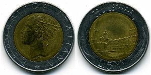 500 Lira Italien Bimetall 