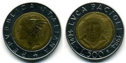 500 Lira Italien Bimetall 